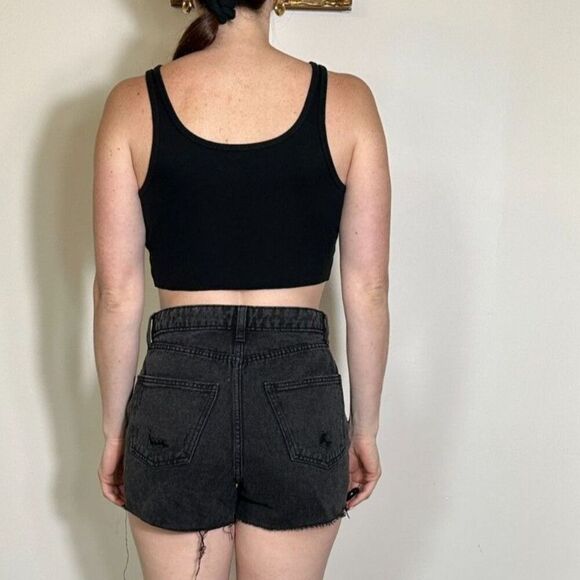Wild Fable Super High Rise Cut Off Shorts Black Denim Size 4 - Picture 2 of 11
